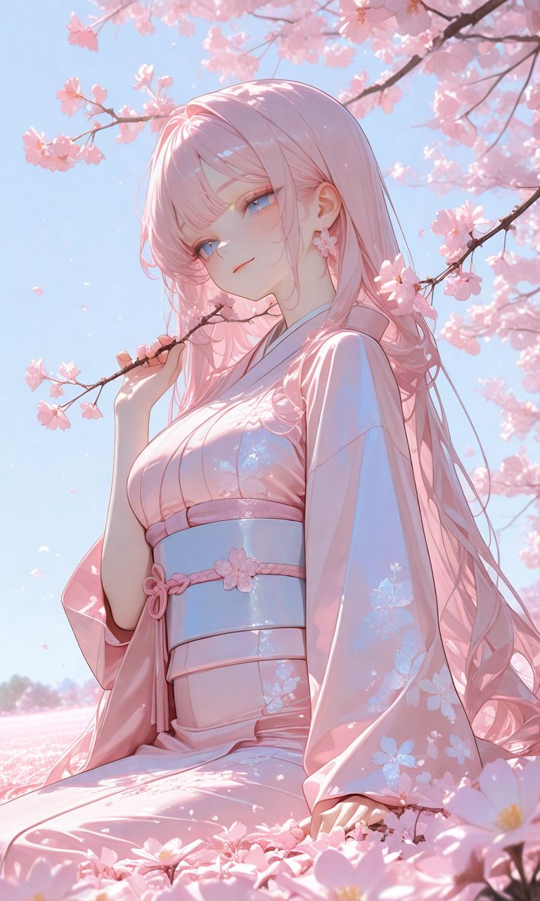 299+ Hình ảnh anime kimono đẹp, duyên dáng và sắc nét nhất 2 Ảnh anime kimono nữ bên hoa anh đào