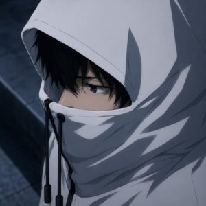 Ảnh anime manga trắng đen trùm mũ phong cách