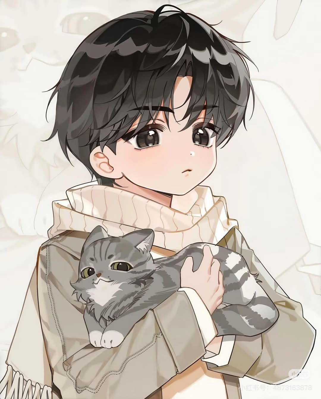 99+ Avatar anime nam đẹp, cool ngầu và cuốn hút nhất 12 Ảnh avatar anime nam chibi ôm mèo