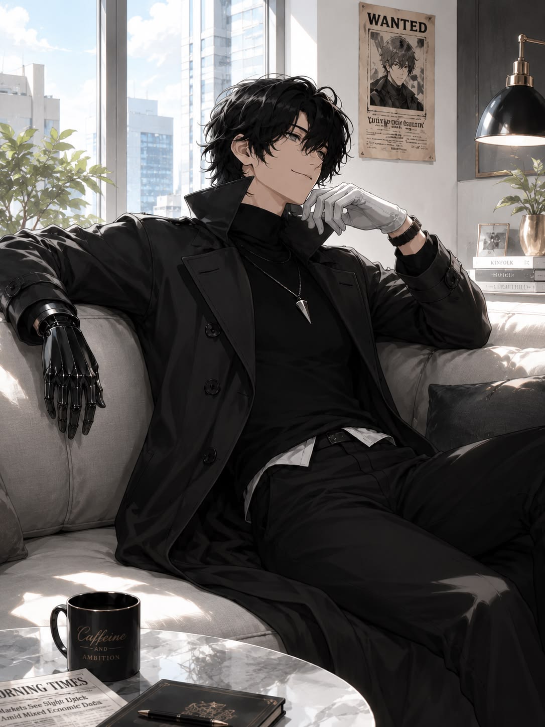 Ảnh bad boy anime diện đồ đen cực ngầu