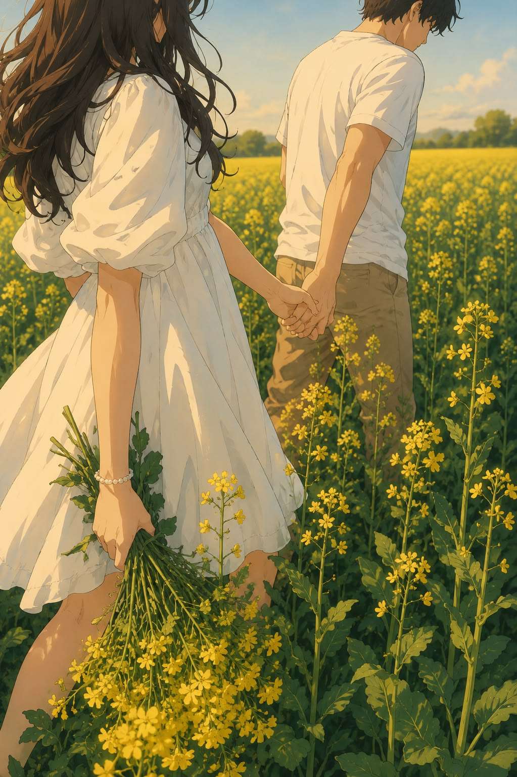 Ảnh cặp đôi anime đan tay ấm áp