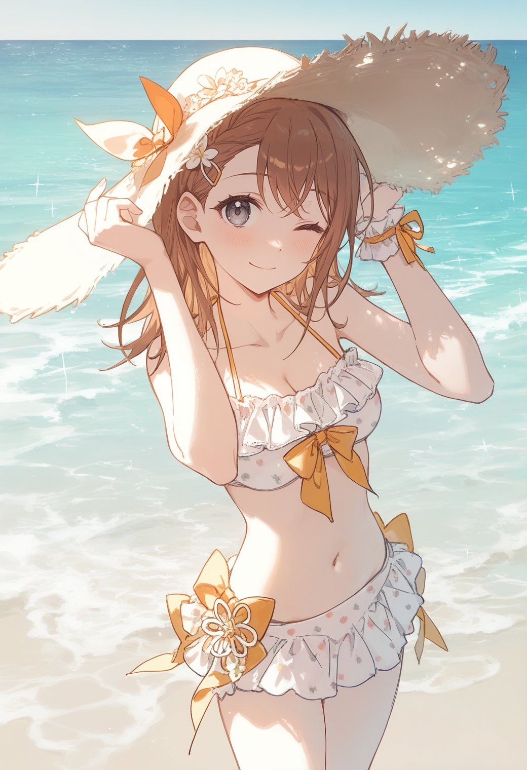 55+ Ảnh anime sexy, gái anime quyến rũ & cuốn hút nhất 9 Ảnh gái anime sexy đội mũ cói rộng đi biển