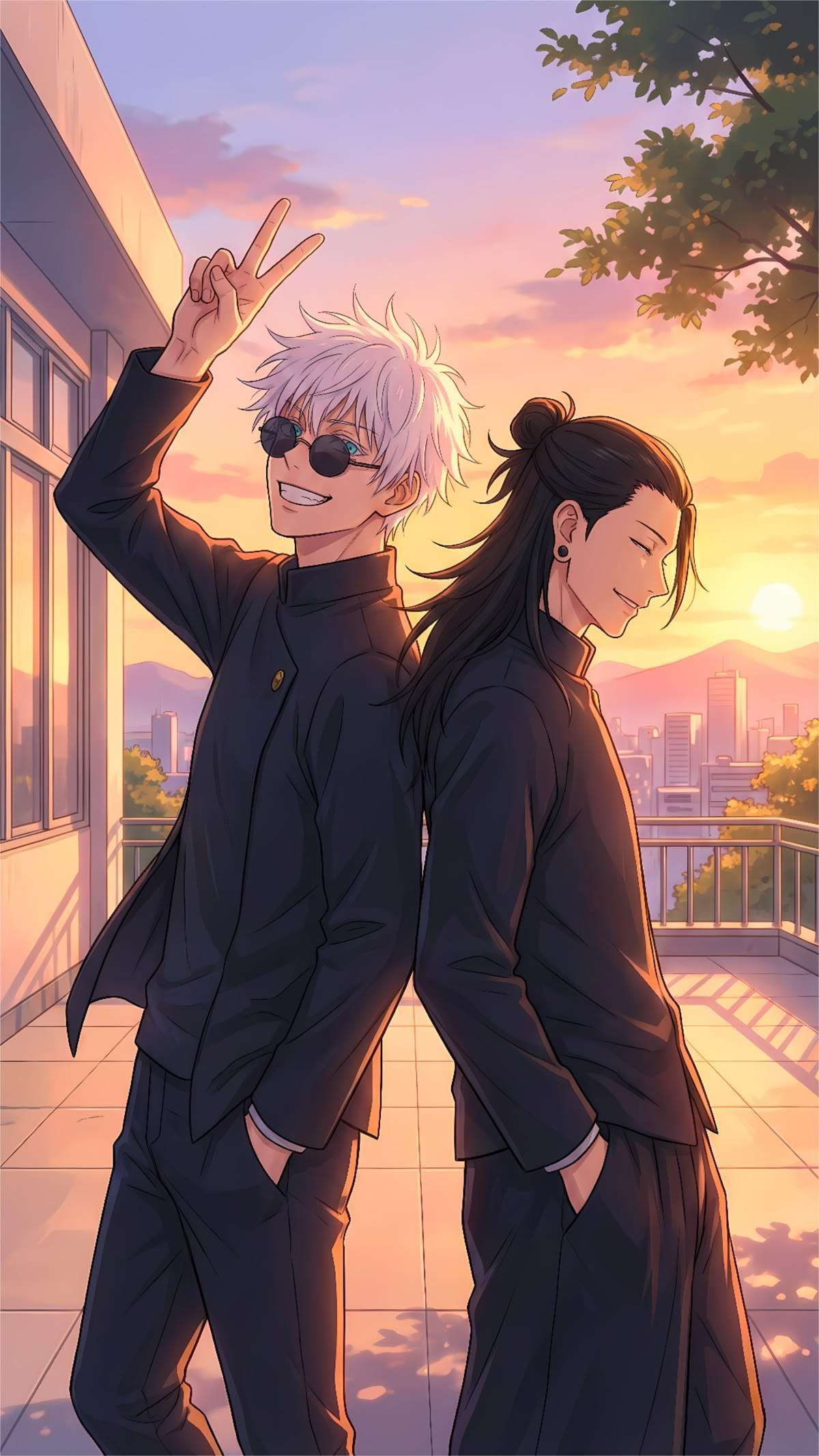 Ảnh manga Gojo và Geto Suguru sát cánh