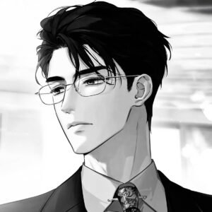 Ảnh manga trắng đen nam chính gọng kính tri thức