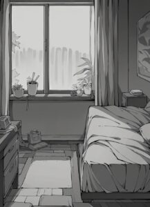 Ảnh manga trắng đen sân ga tàu hỏa vắng vẻ