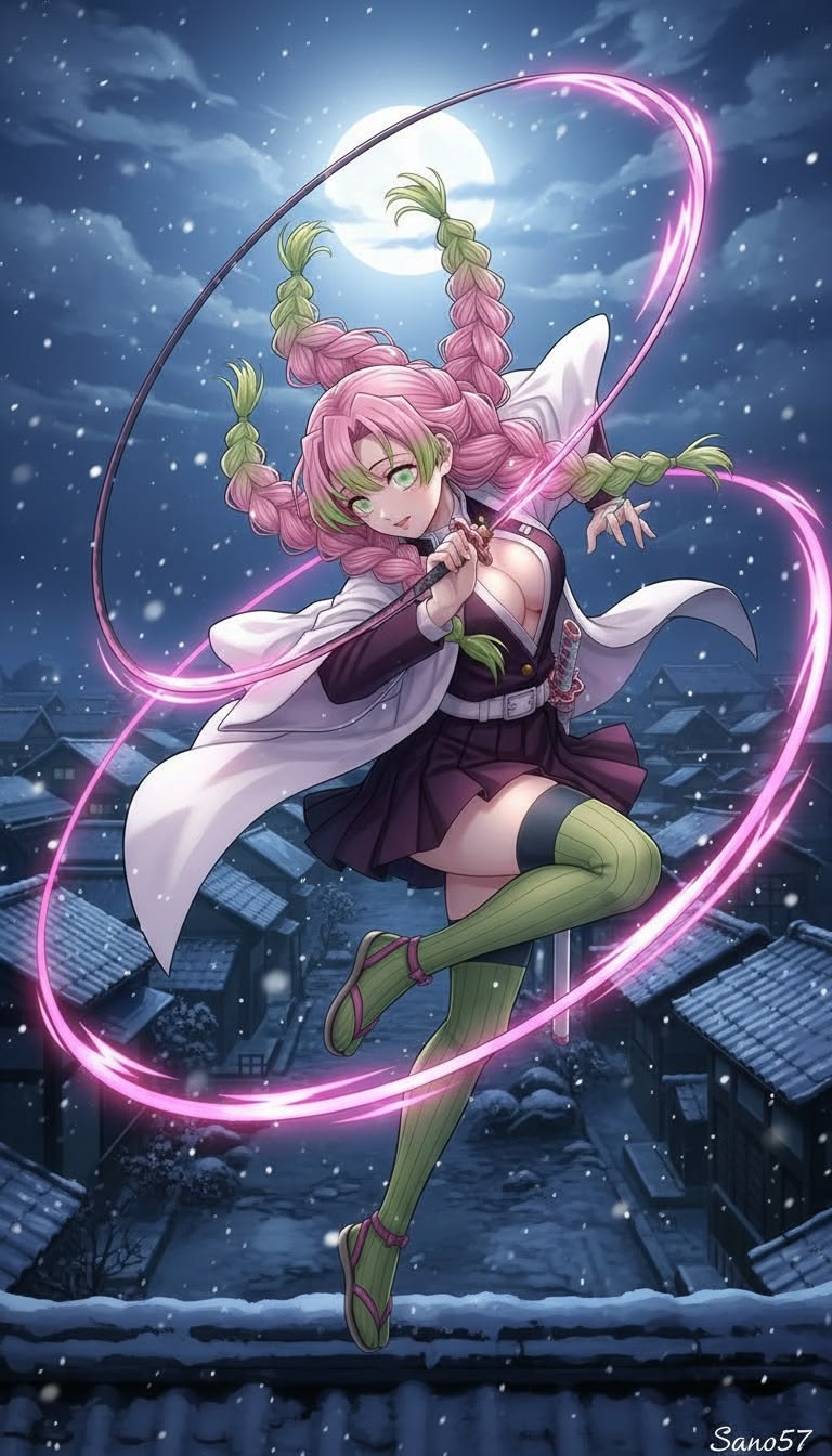 222+ Hình ảnh Mitsuri Kanroji cực xinh, ngọt ngào cho fan anime 9 Ảnh mitsuri ngầu trong trận chiến đêm