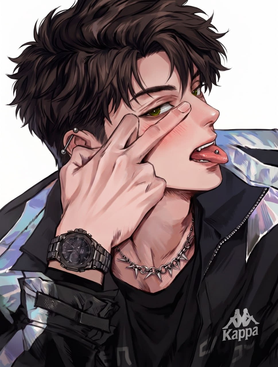 Anime bad boy cá tính với phụ kiện khuyen tai