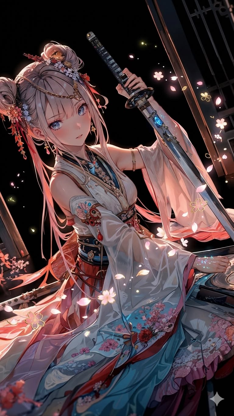 299+ Hình ảnh anime kimono đẹp, duyên dáng và sắc nét nhất 12 Anime nữ mặc kimono cực ngầu bên thanh kiếm