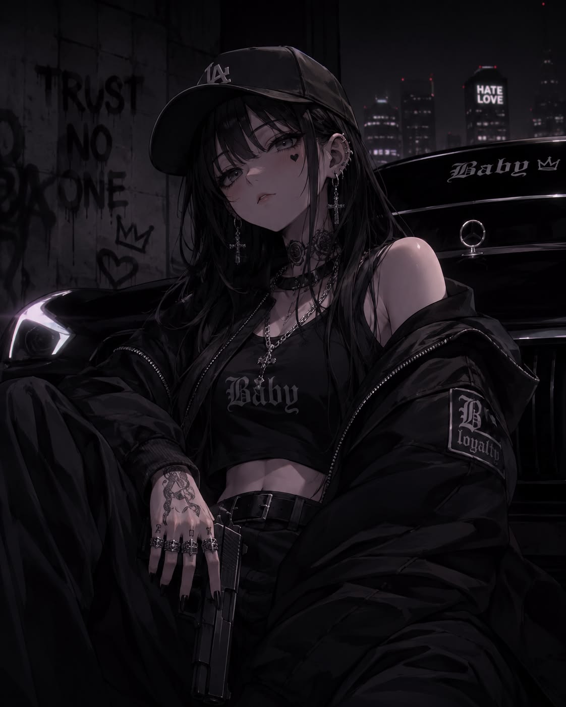 TOP 100+ avatar anime đẹp, cute và cực chất làm ảnh đại diện 9 Avatar anime cô nàng diện đồ đen streetwear