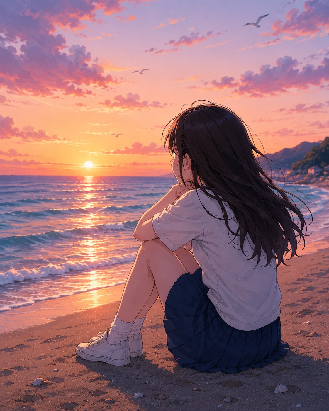 TOP 100+ avatar anime đẹp, cute và cực chất làm ảnh đại diện 17 Avatar anime lặng lẽ ngắm hoàng hôn