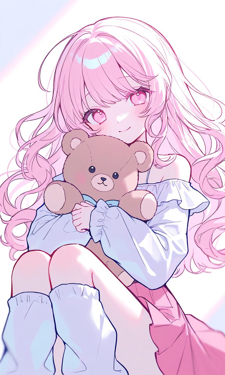100+ Avatar anime nữ đẹp, cute và ngọt ngào nhất thế giới 2D 6 Avatar nữ anime chibi ôm chú gấu bông
