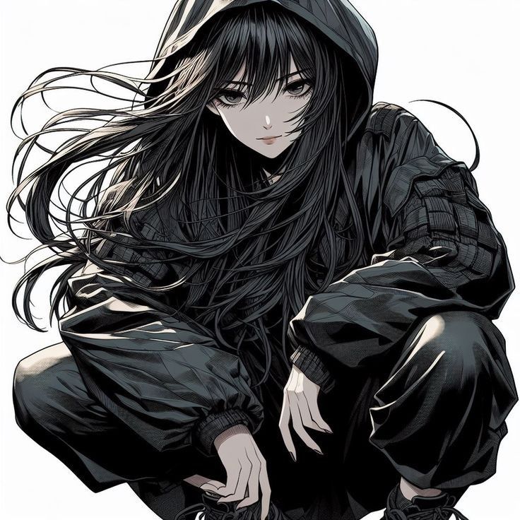 100+ Avatar anime nữ đẹp, cute và ngọt ngào nhất thế giới 2D 17 Avatar nữ anime diện đồ đen cực chất