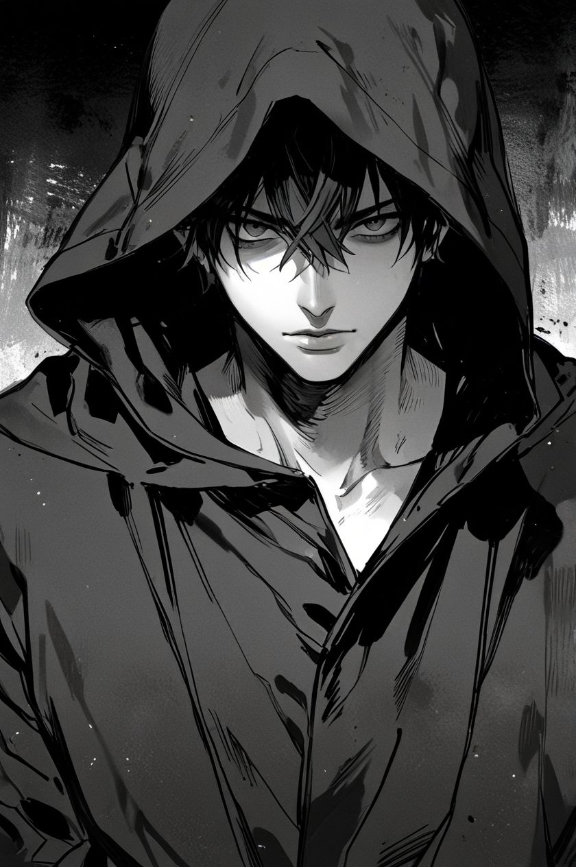 Bad boy anime hoodie đen phong cách tối giản