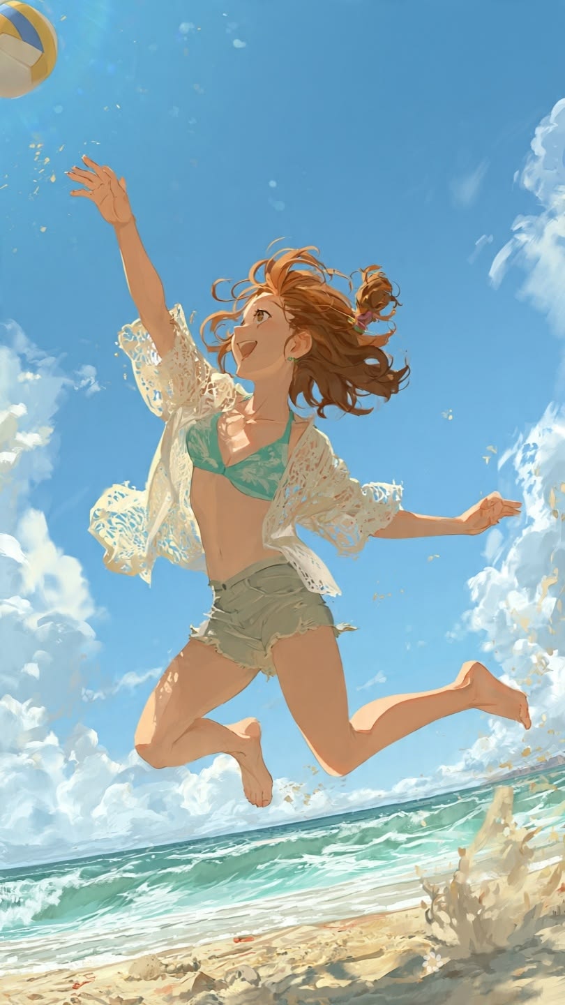 88+ Ảnh anime bikini đẹp, rạng rỡ & năng động mùa hè 2 Bikini anime kết hợp áo khoác lưới mỏng