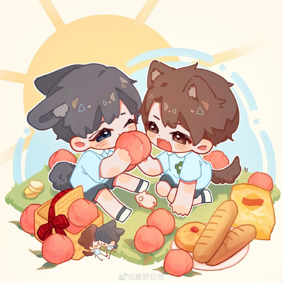 Boylove anime chibi ăn bánh ngọt