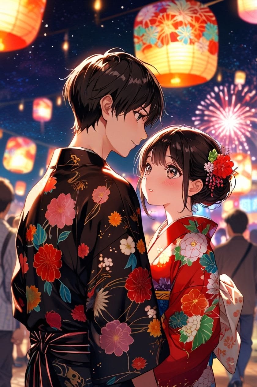 299+ Hình ảnh anime kimono đẹp, duyên dáng và sắc nét nhất 14 Cặp đôi anime kimono trong lễ hội