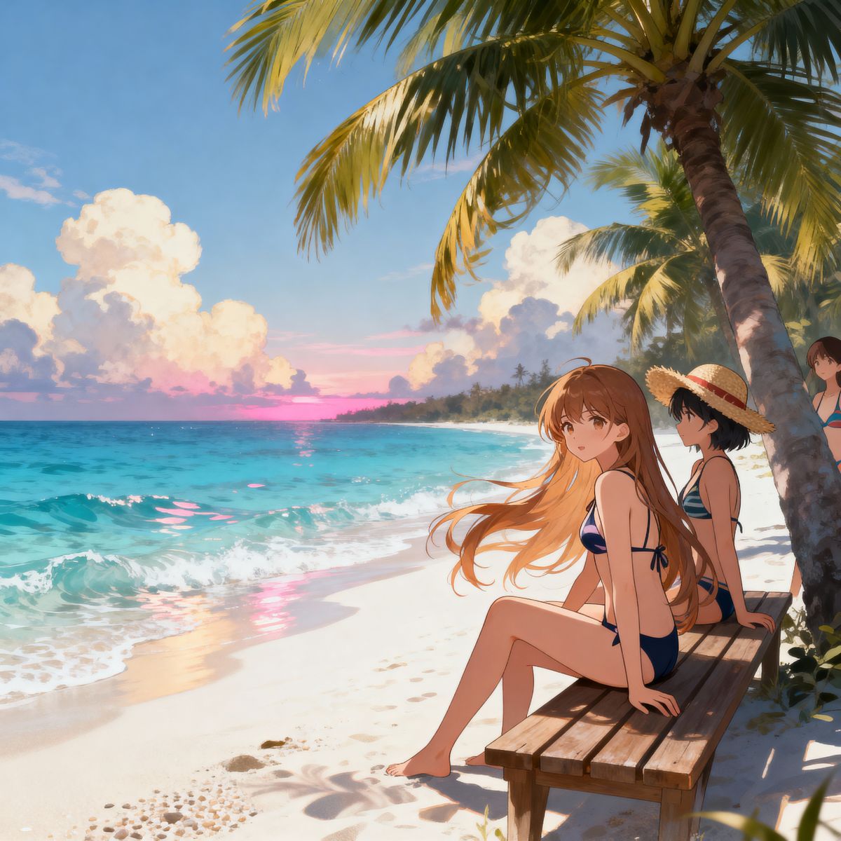 88+ Ảnh anime bikini đẹp, rạng rỡ & năng động mùa hè 12 Gái anime mặc bikini ngắm hoàng hôn biển