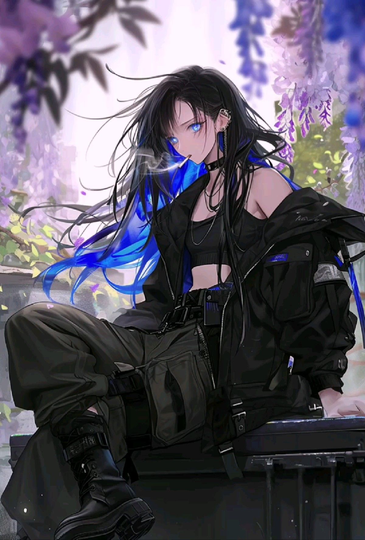 Hình ảnh anime ngầu nữ mặc áo khoác bomber