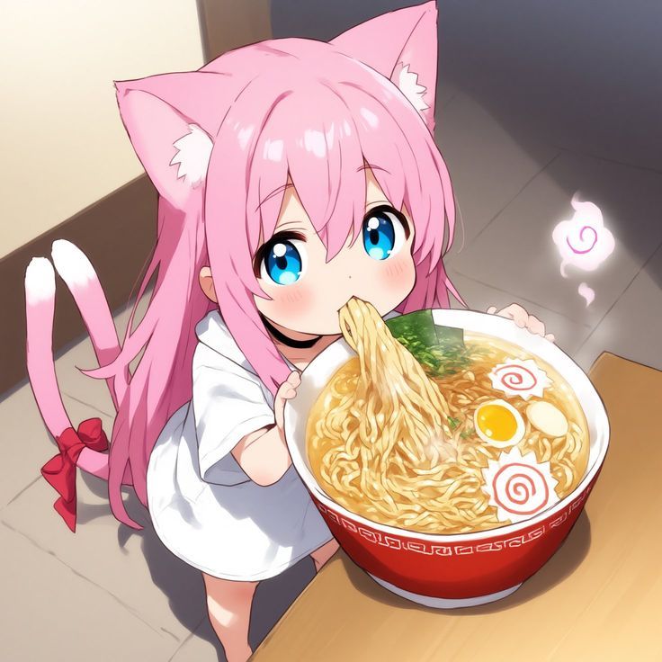 Hình ảnh anime nữ cute chibi đội tai mèo xinh