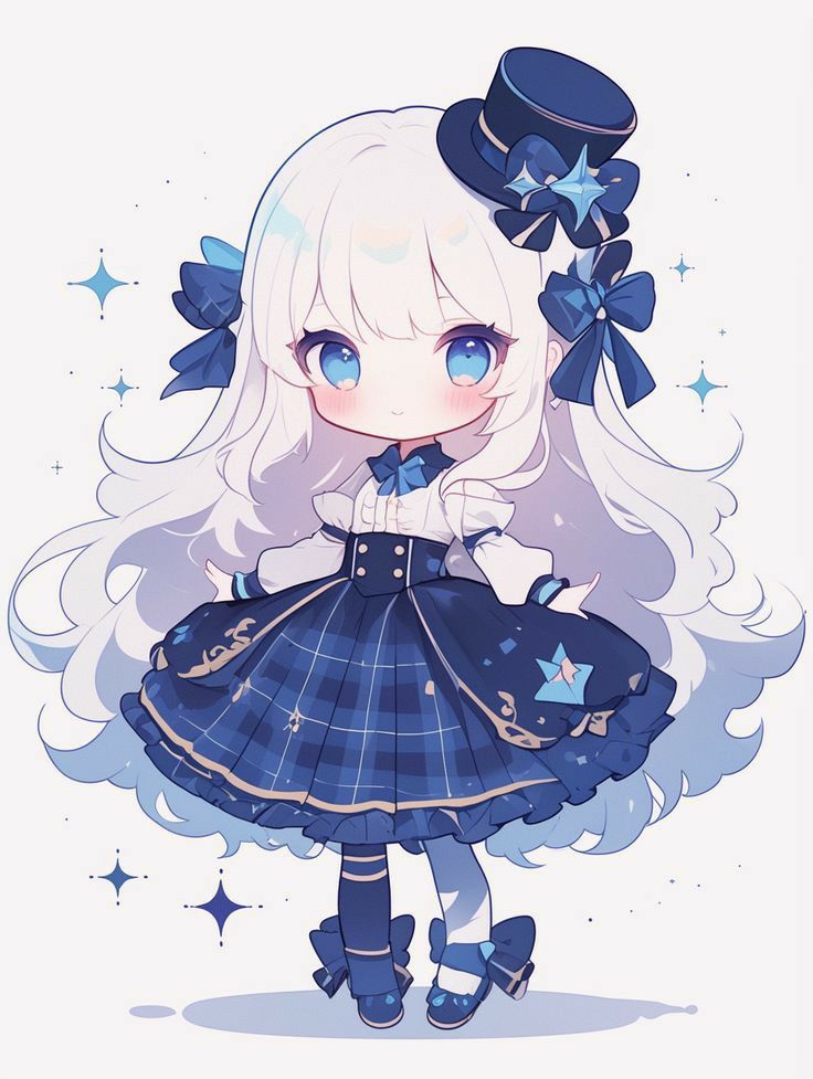 Hình ảnh anime nữ cute chibi đơn giản váy xòe