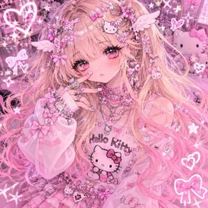 Hình ảnh anime nữ cute hello kitty