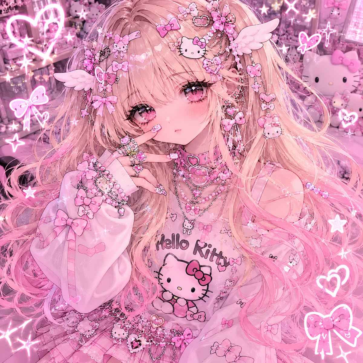 199+ Hình ảnh Anime nữ đẹp, dễ thương, đầy đủ phong cách 8 Hình ảnh anime nữ cute hello kitty