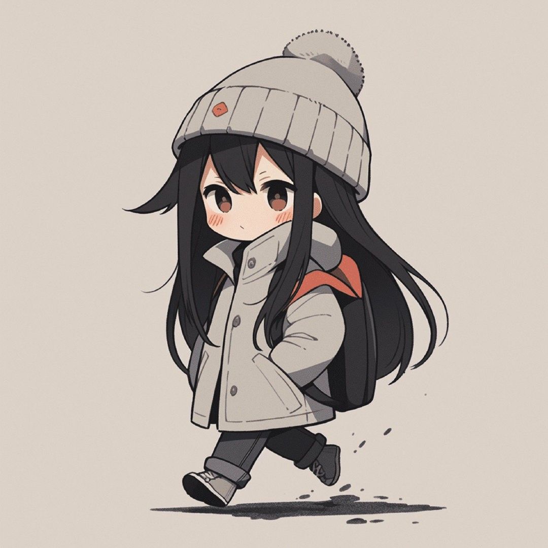 Hình ảnh chibi nữ cute đơn giản đội mũ len