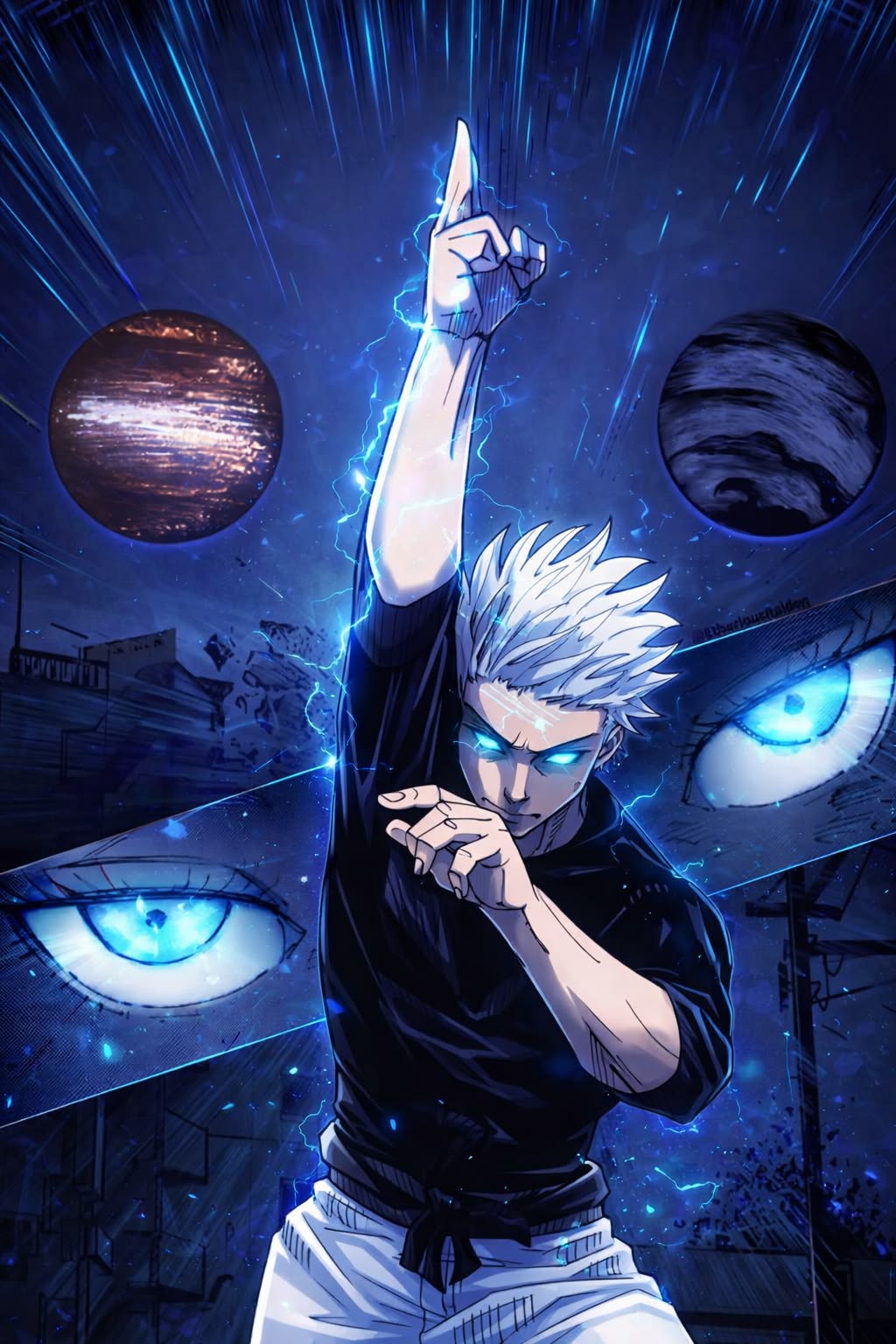 Hình ảnh Gojo satoru manga rikugan tỏa sáng