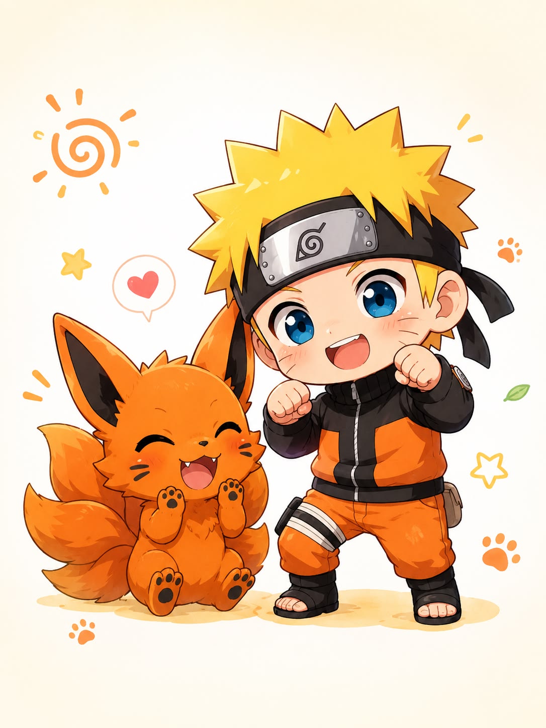 Hình Naruto và Cửu vĩ chibi siêu dễ thương