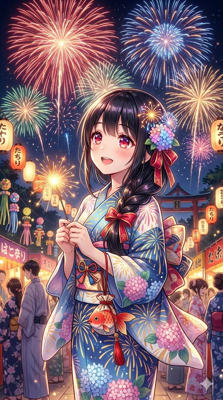 299+ Hình ảnh anime kimono đẹp, duyên dáng và sắc nét nhất 15 Kimono nữ anime ngắm pháo hoa rực rỡ
