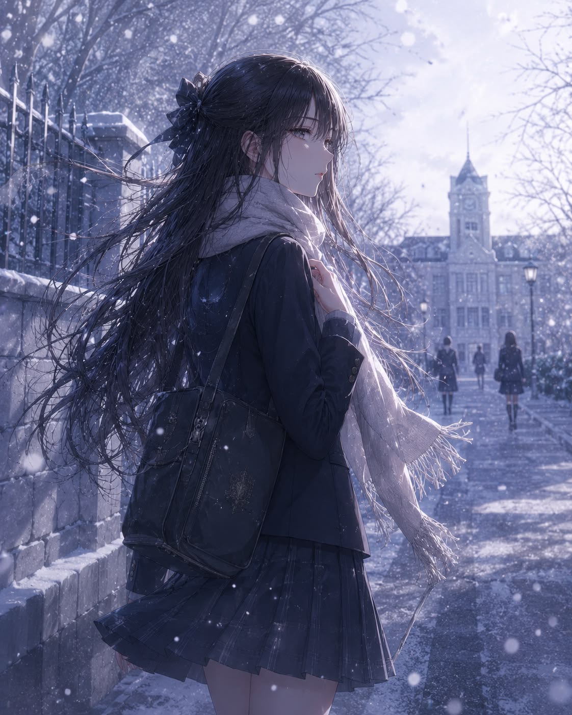 Sad girl avatar anime đen trắng góc nghiêng trầm tư